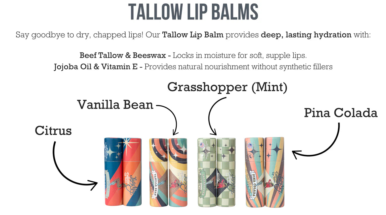 Natural Tallow Lip Balm Deep Moisture  Clean Ingredients  Non-Greasy